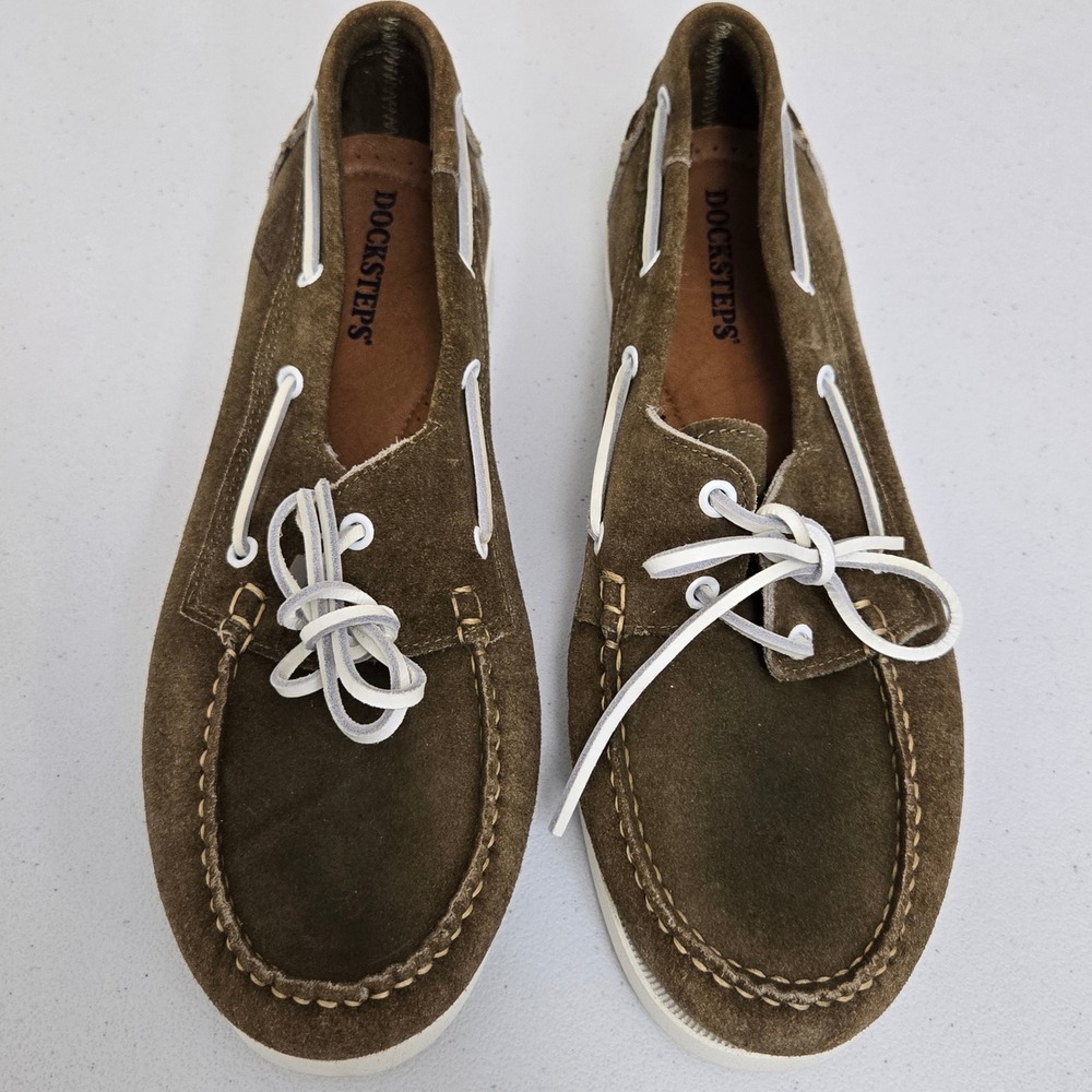 Docksteps‎ Men's Brown Suede Boat Shoes Lace Up Casual Comfort Size 44